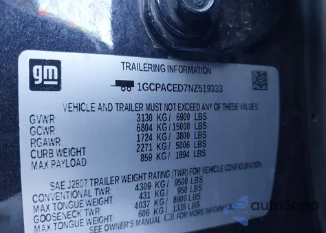 2022 Chevrolet Silverado 1500 2Wd Short Bed Lt z USA, uszkodzony, nr VIN 1GCPACED7NZ519333